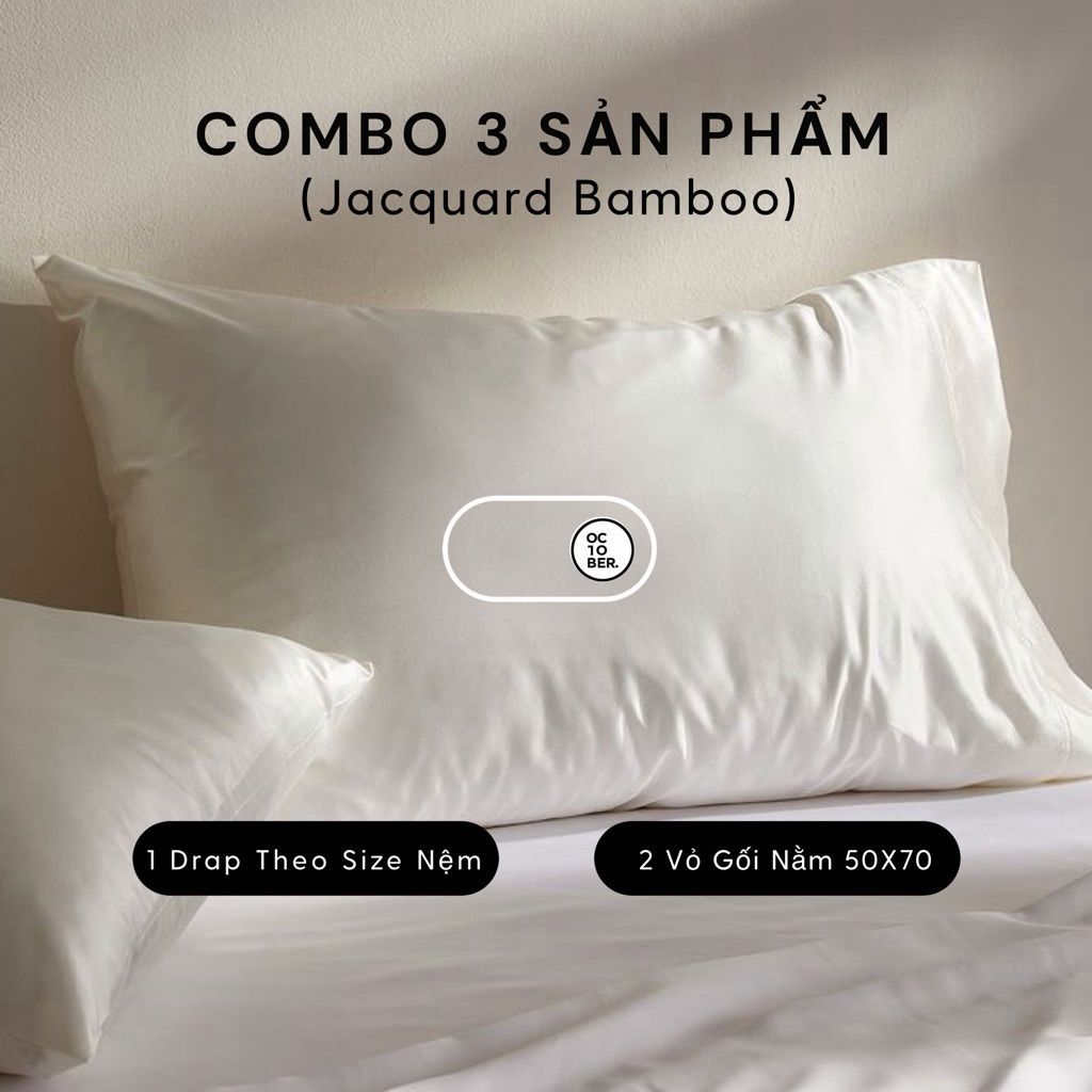 (HỎA TỐC) Combo 3 món BAMBOO MÀU TRƠN CAO CẤP KHÔNG XÙ phân phối bởi OCTOBER BEDDING