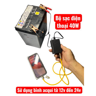 Box sạc điện thoại từ bình acqui 12v đến 24v