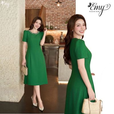 Đầm Thiết Kế EMY Thời Trang Cao Cấp EM9812 Vải Bố Gân Sang Chảnh Đi Tiệc