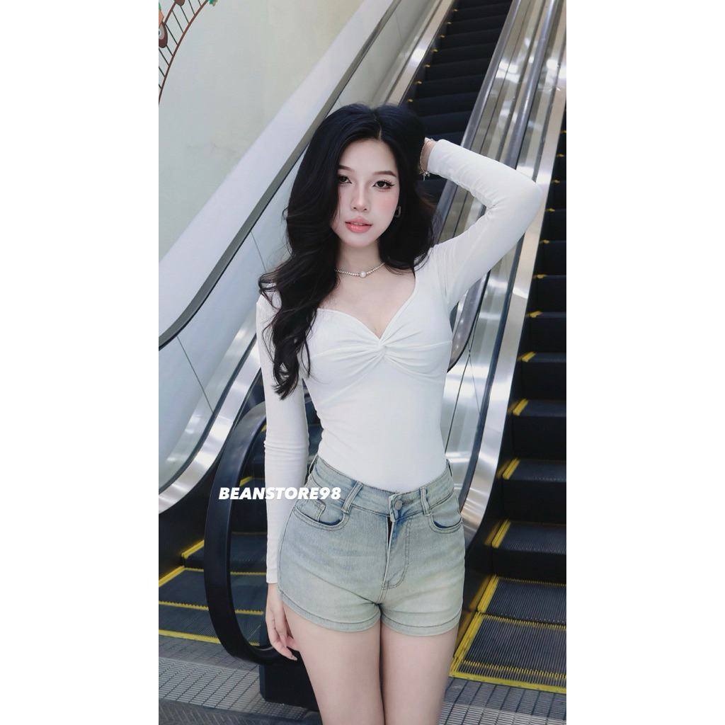 Quần Short Nữ Lưng Cao Dáng Ôm chất liệu Denim Co Giãn form Ngắn Quần Jeans Nữ dáng Ngắn Hach Dáng | BigBuy360 - bigbuy360.vn