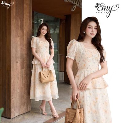 Đầm Thiết Kế EMY Thời Trang Cao Cấp EM2268 Voan Thêu Nổi Sang Trọng Thanh Lịch