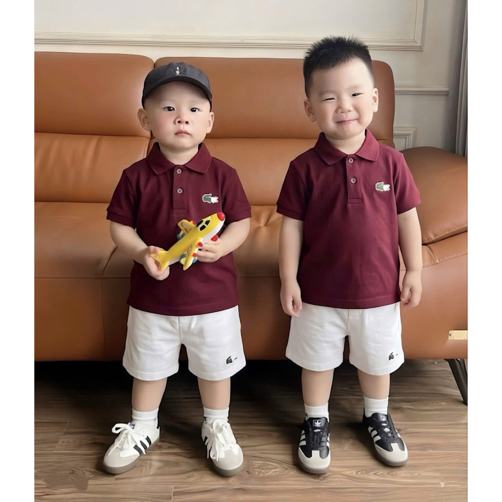 ( SANSAN)SÉT ÁO POLO + QUẦN SHORT TRẮNG CHO BÉ NEW 2026