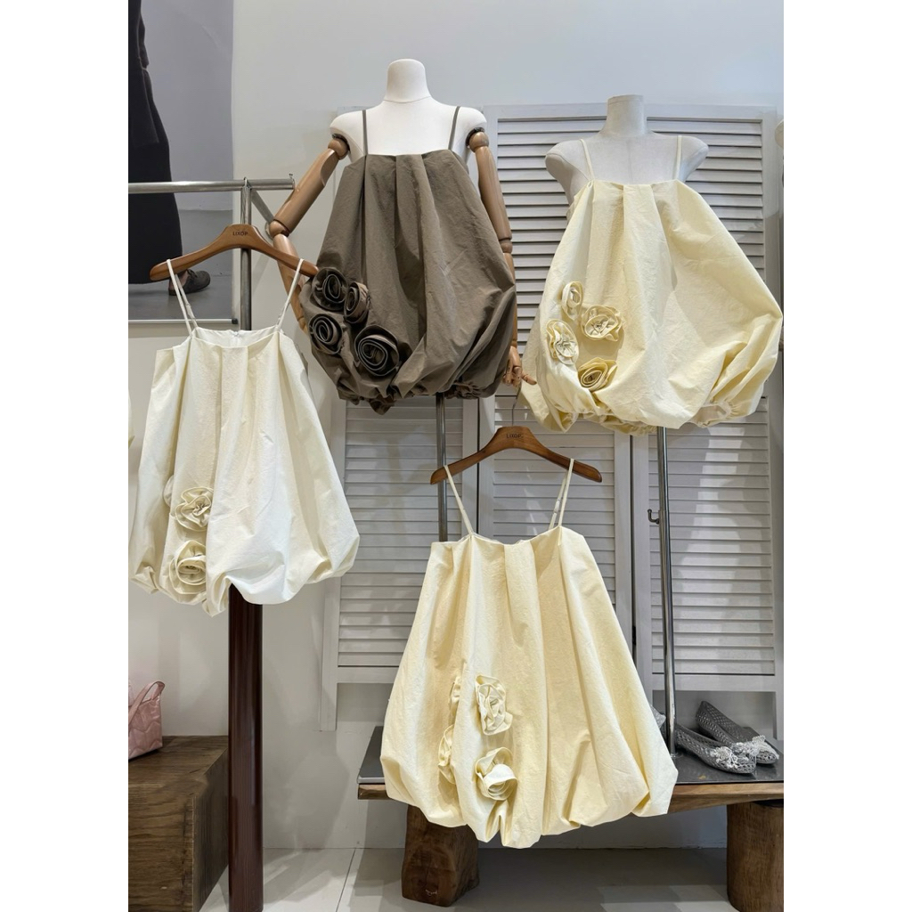 𝐀𝐢𝐦𝐞́𝐞.𝐬𝐭𝐮𝐝𝐢𝐨 Đầm Bí 2S Ngắn Hoa Ngọt Xỉu
