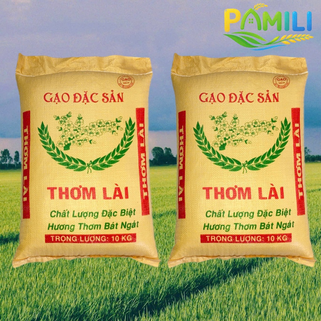 "PAMILI" COMBO 2 TÚI 10KG GẠO THƠM LÀI ( JASMINE RICE ) CAO CẤP DẺO MỀM, HẠT DÀI THƠM TỰ NHIÊN.