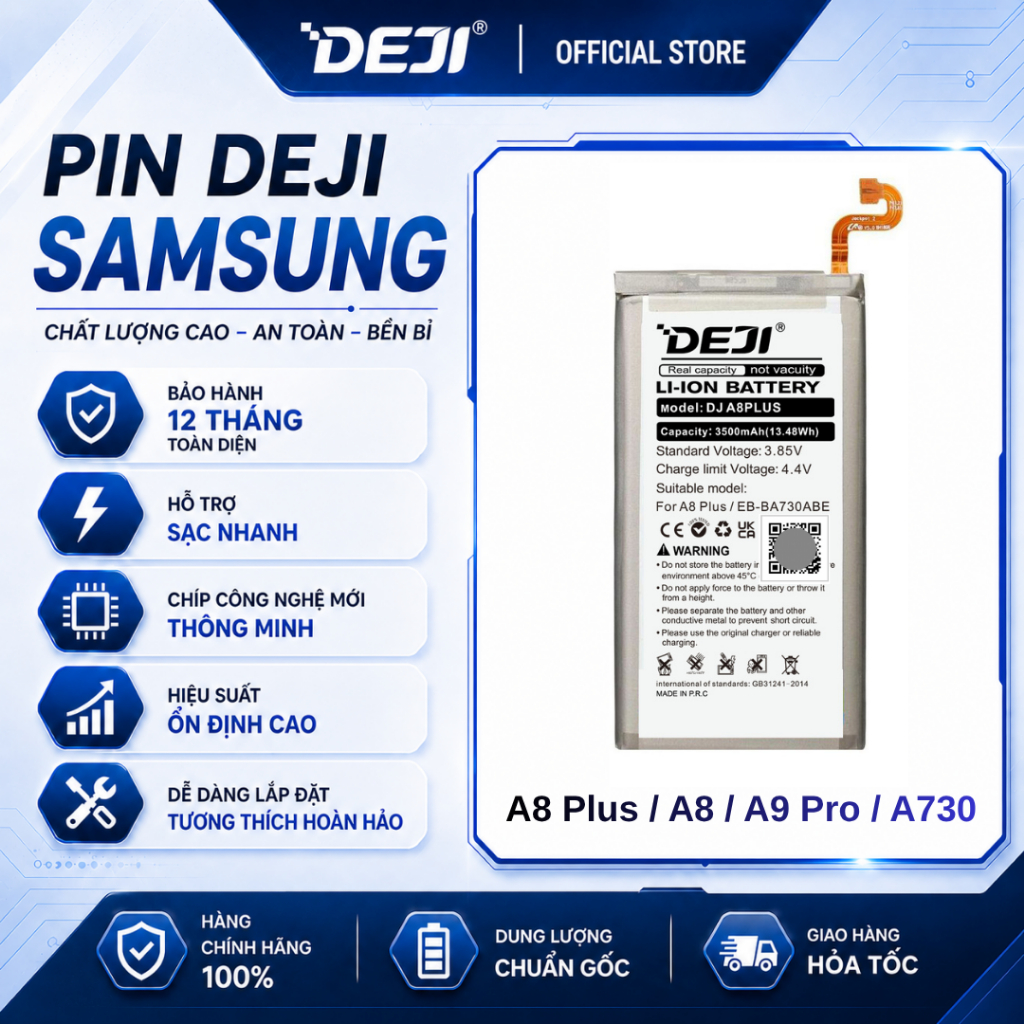 Linh Kiện Deji Dành Cho Samsung A8 Plus / A8S / A9 Pro 2018 / A730 (3500mAh) | EB-BA730ABE