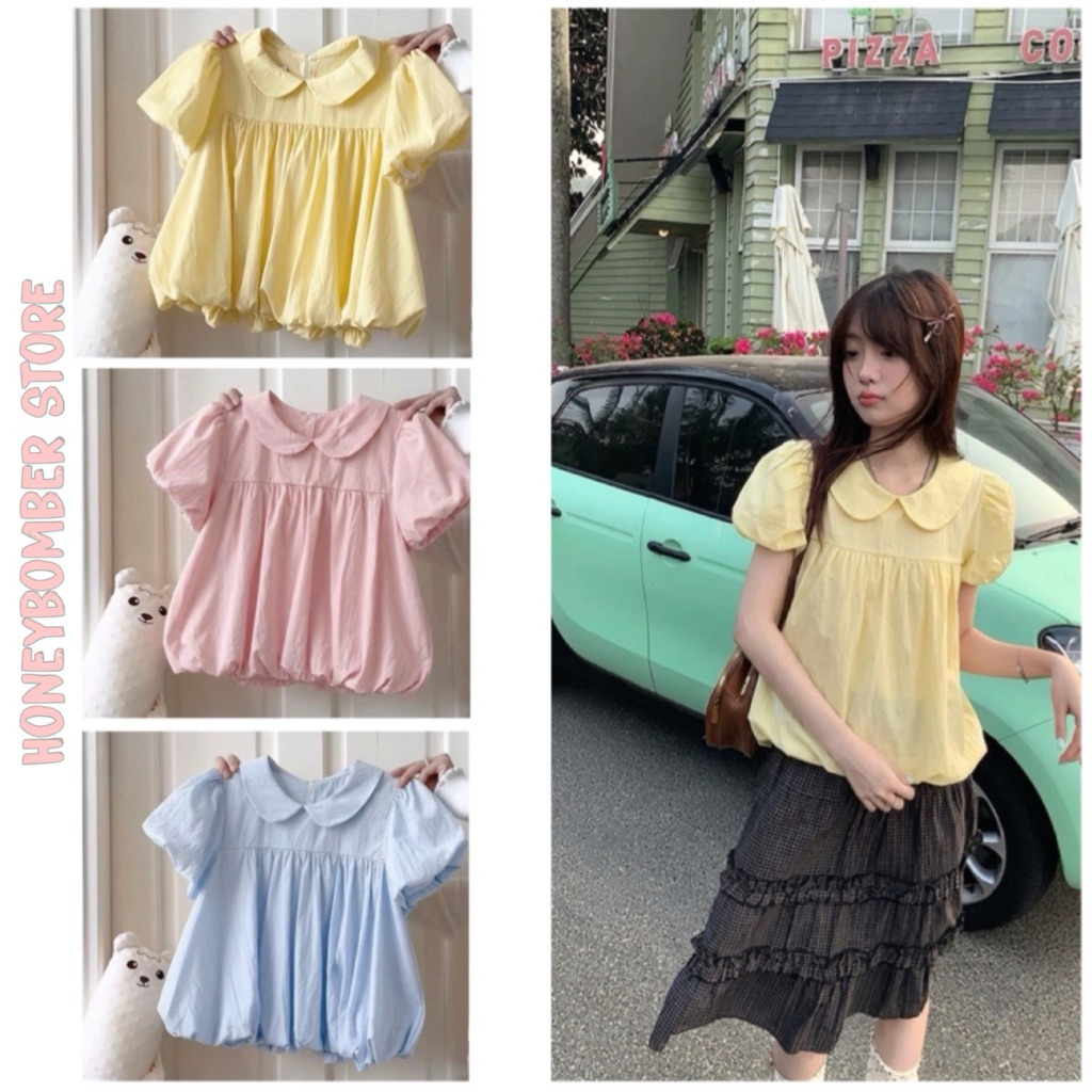 Áo babydoll Nữ Áo Bí Cổ Sen Dễ Thương [FREESHIP]🌸Áo Kiểu Nữ Tay Phồng Phong Cách Ulzzang🌸 | BigBuy360 - bigbuy360.vn