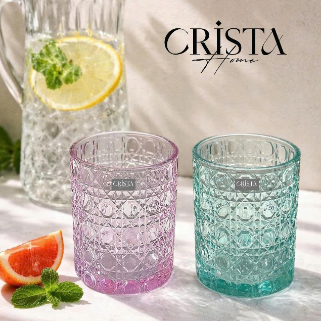 BỘ 6 CỐC THỦY TINH VÂN PHA LÊ NỔI 390ML CRISTA HOME, 60253