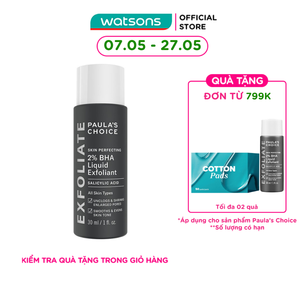 Dung Dịch Paula's Choice Loại Bỏ Tế Bào Chết Chứa 2% BHA Skin Perfecting Liquid Exfoliant 30ml