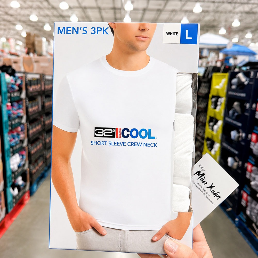 [HÀNG MỸ] Set 3 áo thun trắng 32 Degrees Men's Cool