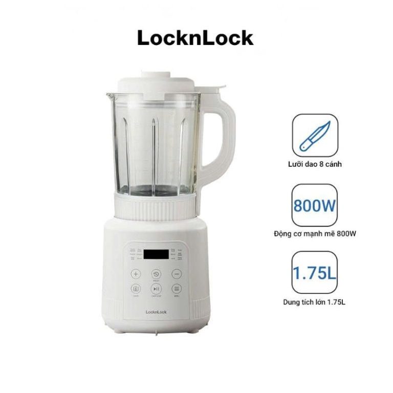 Máy Làm Sữa Hạt Đa Năng Locknlock Bianco Heating Blender 1.75L, 800W – EJM486IVY - Chính Hãng