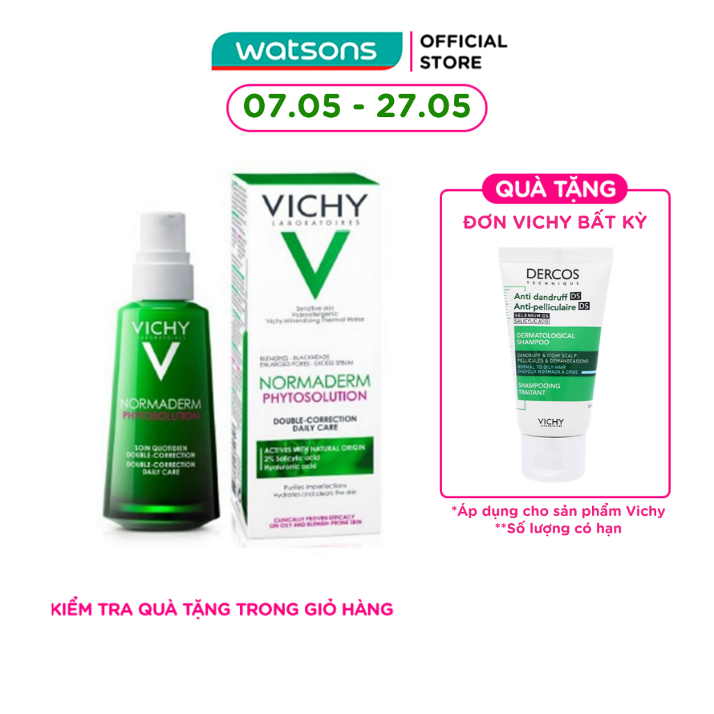 Kem Dưỡng Vichy Normaderm Phytosolution Dạng Gel Sữa Dưỡng Dành Cho Da Mụn 50ml