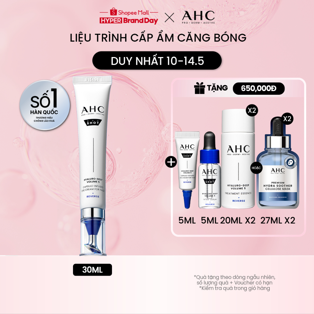 Kem mắt cho mặt cấp ẩm căng bóng mờ nếp nhăn PROSHOT HYALURO-DEEP VOLUME 5 AHC 4 30ML
