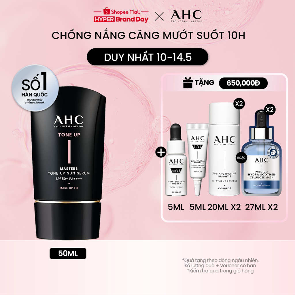 [Hàng mới về] Serum Chống Nắng Hiệu Chỉnh Sắc Da, Nâng Tone Chuẩn Hàn (50 ml) AHC MASTERS TONE UP SUN SERUM | BigBuy360 - bigbuy360.vn
