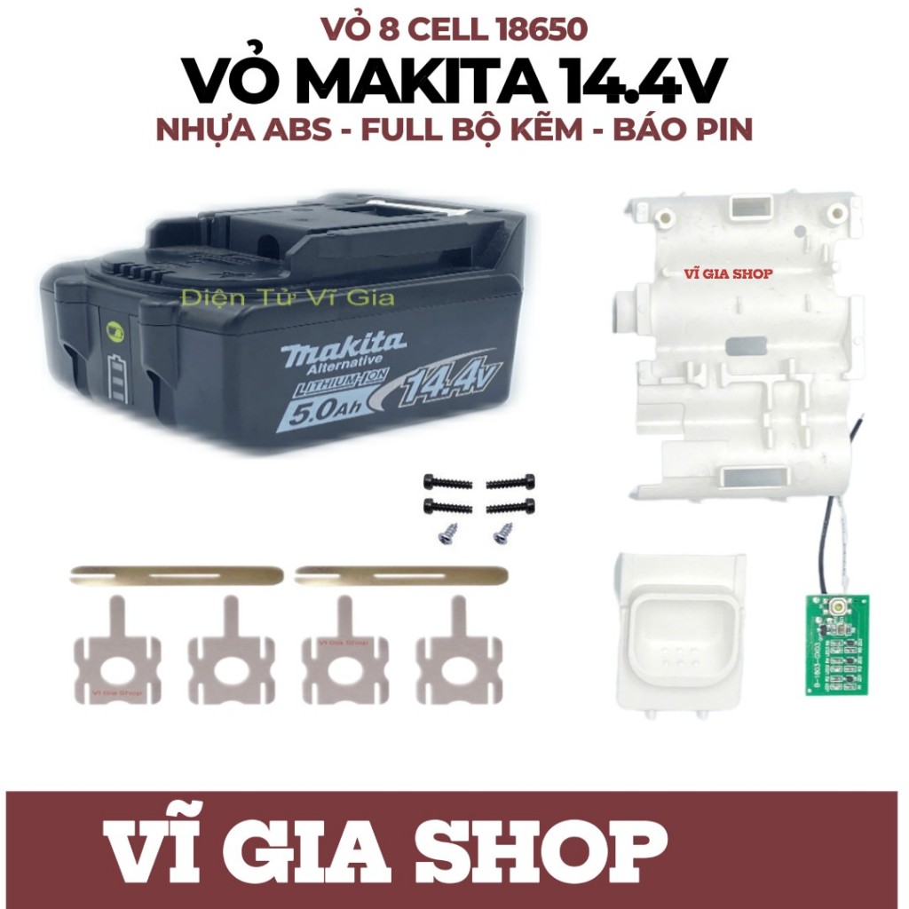 Vỏ Pin Makita 14.4V Vỏ Chân sạc Adapter Có led báo pin 3 Mức