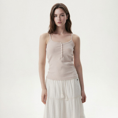 Áo Hai Dây WHO.A.U Eyelet Henry Neck Sleeveless_WHRNG2522F