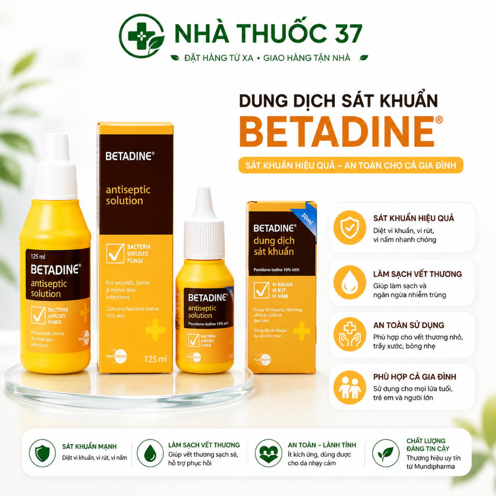 Dung dịch betadine sát khuẩn vàng 10%