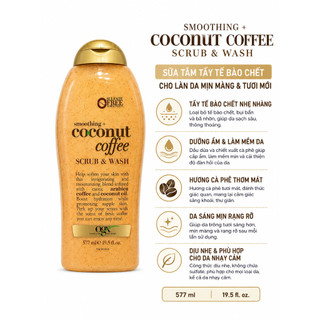 [HÀNG MỸ] Sữa Tắm Tẩy Tế Bào Chết Ogx Coconut Coffee – 577ml