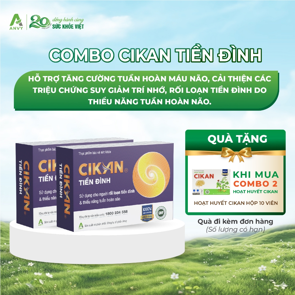 [CÓ QUÀ] - Combo 2 Cikan Tiền Đình - Hỗ Trợ Cải Thiện Suy Giảm Trí Nhớ, Rối Loạn Tiền Đình Do Thiểu 