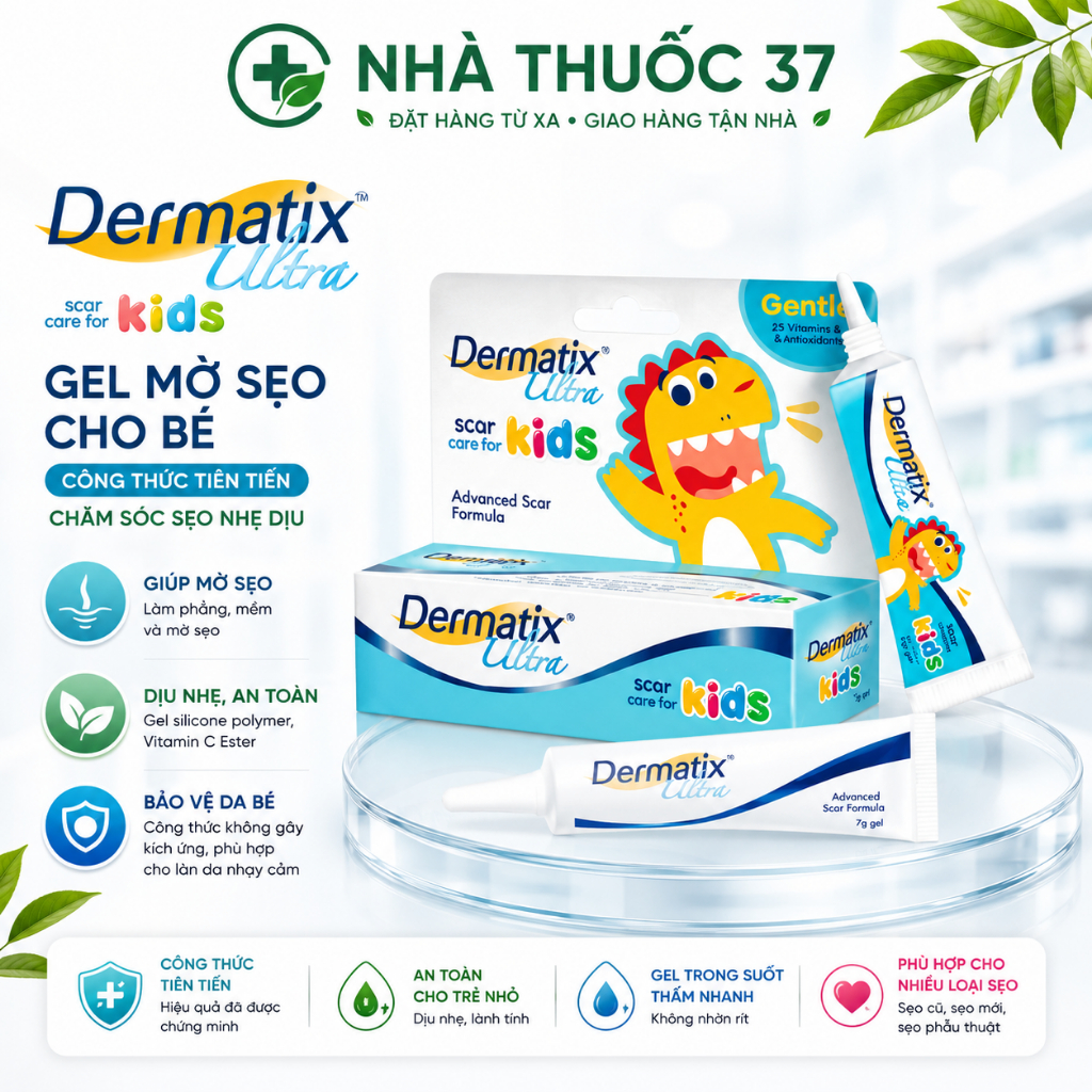 Dermatix Ultra Gel Gel làm mềm, phẳng và mờ sẹo. Dermatix ultra kids 5g, Dermatix Wound care 20g