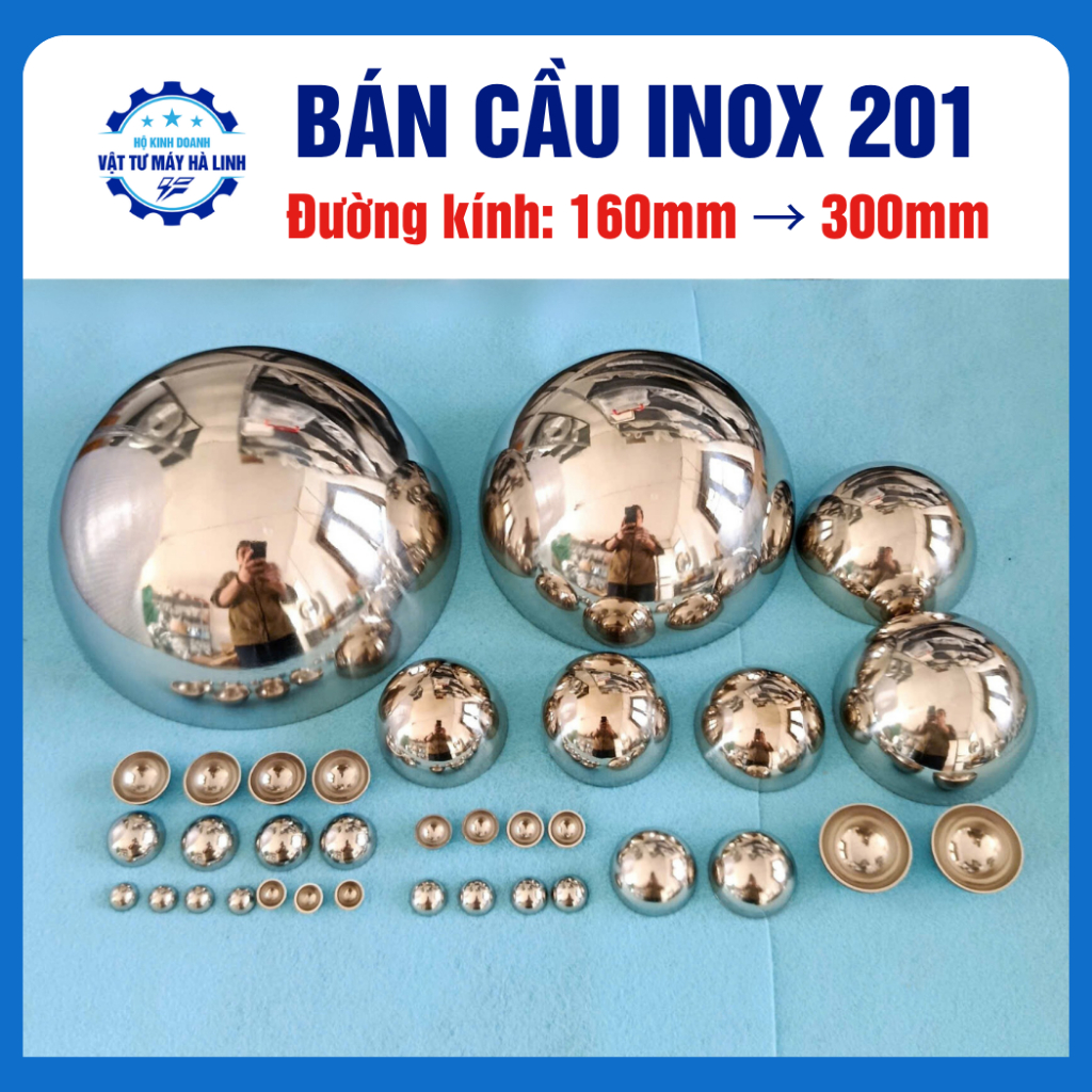 Bán cầu Inox201, hến inox trang trí đường kính 160mm đến 300mm