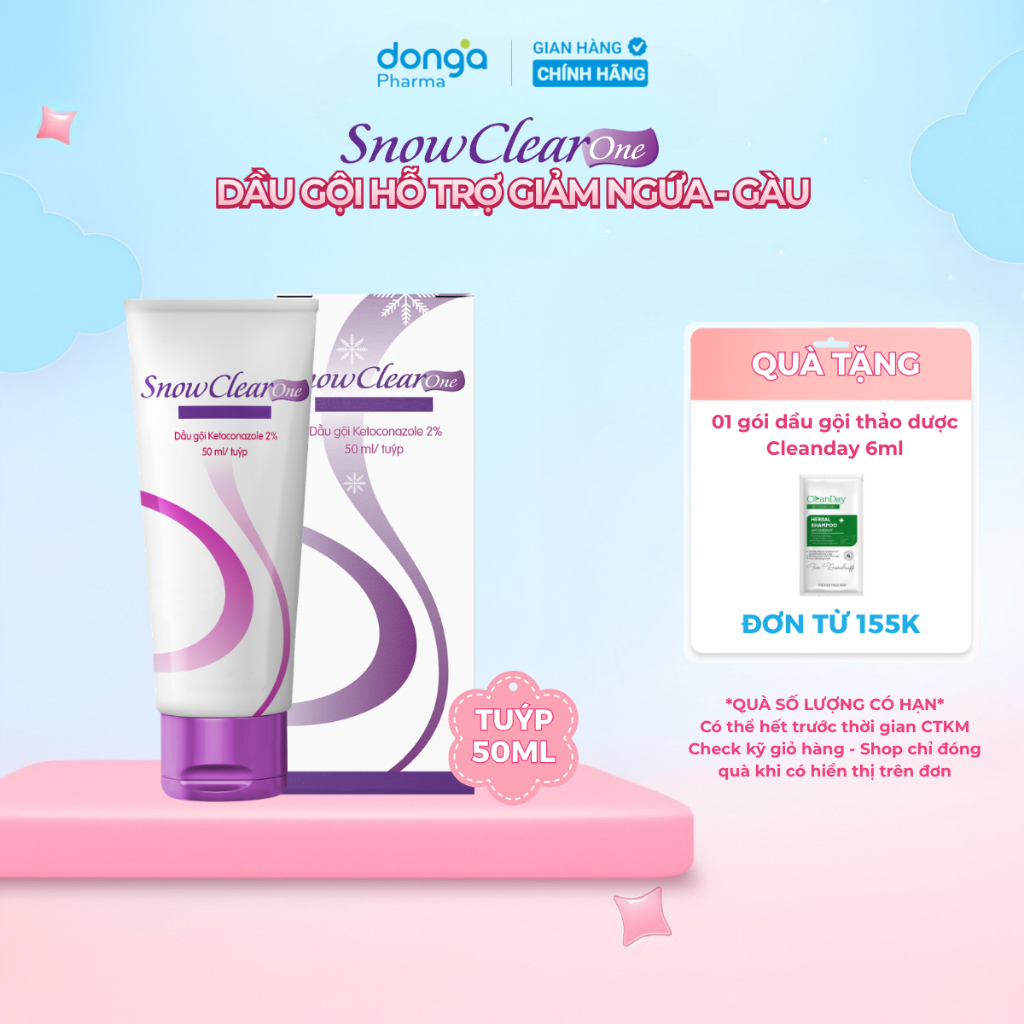 Dầu gội làm sạch gàu nấm SnowClear One dạng tuýp  chiết xuất dầu dừa hỗ trợ làm mềm tóc