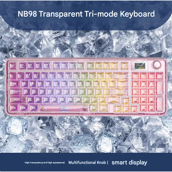 (sẵn tùy màu) - Bàn Phím Cơ Fullsize Rút Gọn - Trong Suốt - Leobog Aula NB98 - 3 Mode - RGB - Đèn Ng
