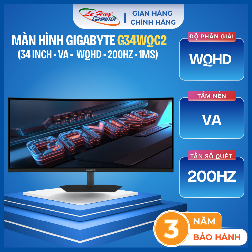 Màn Hình LCD GIGABYTE Gaming Monitor G34WQC2 (VA/ 34 INCH/ WQHD/ 200Hz) - Hàng Chính Hãng