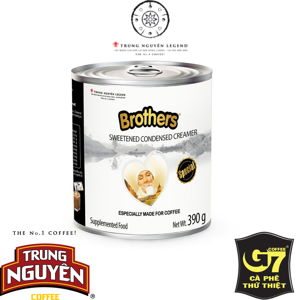 ( 05 Hộp Sữa đặc) Creamer đặc có đường Brothers 390gr Trung Nguyên