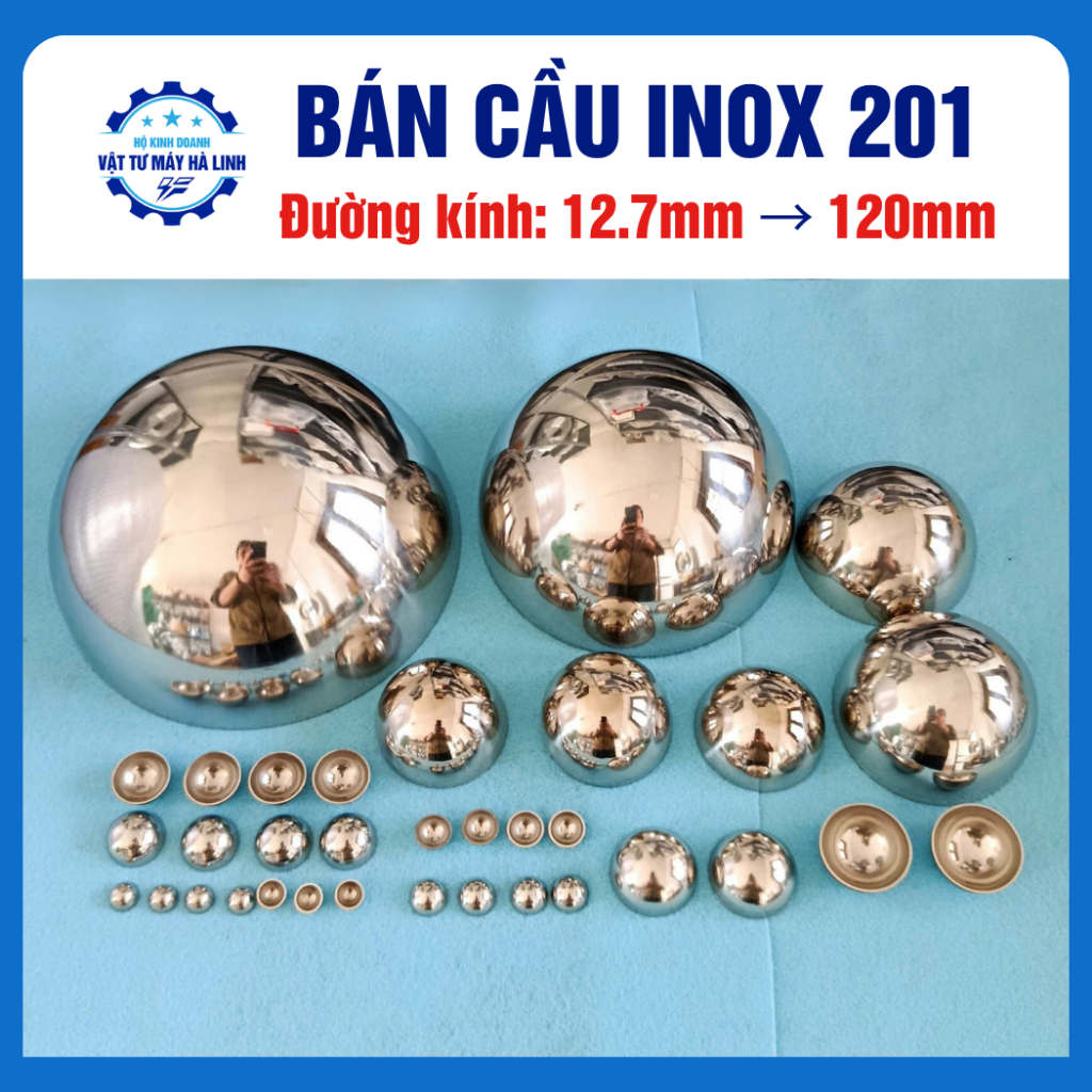 Bán cầu Inox201, hến Inox trang trí đường kính từ 12.7mm đến 120mm