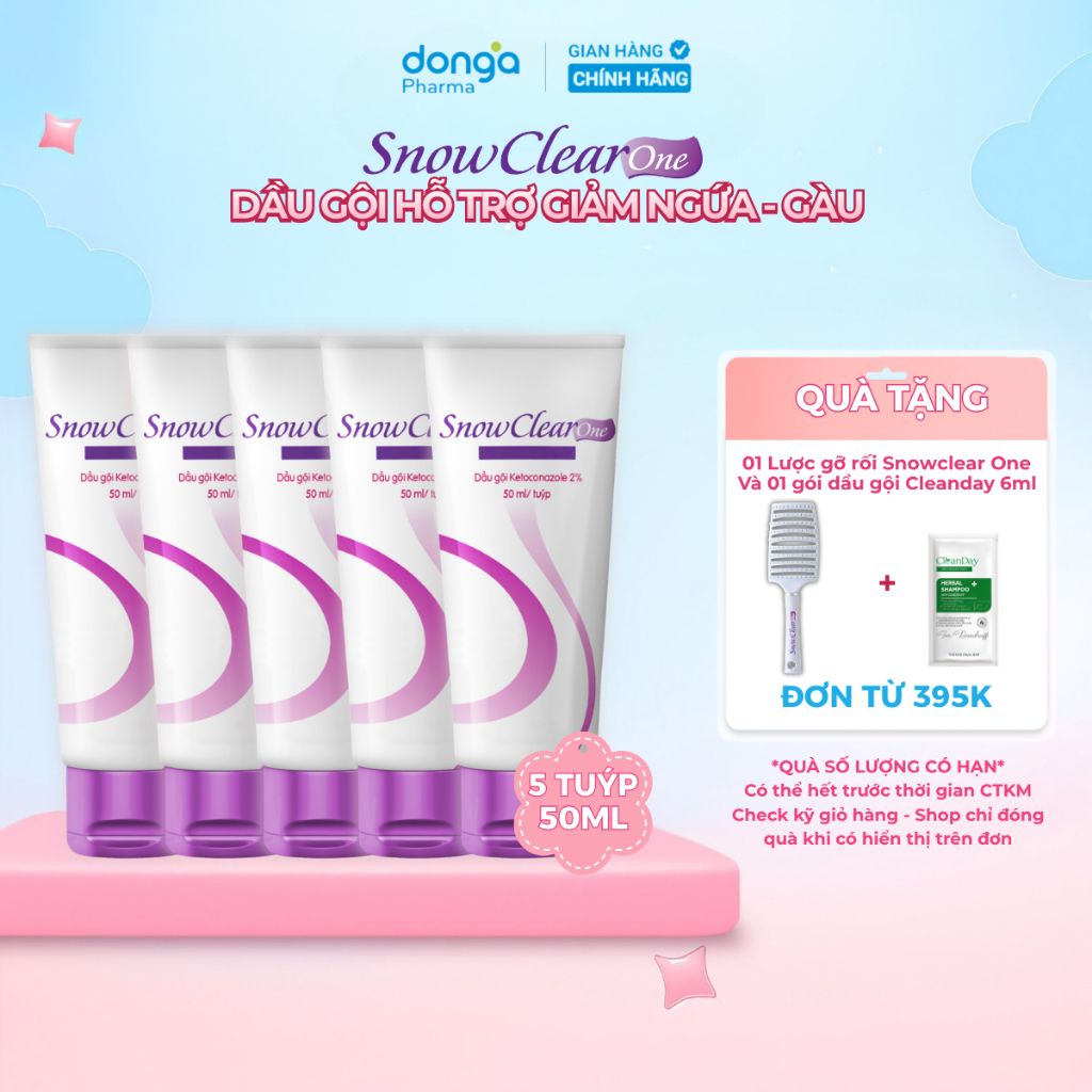 Combo 5 tuýp dầu gội snow clear one chiết xuất dầu dừa hỗ trợ làm sạch gàu hiệu quả