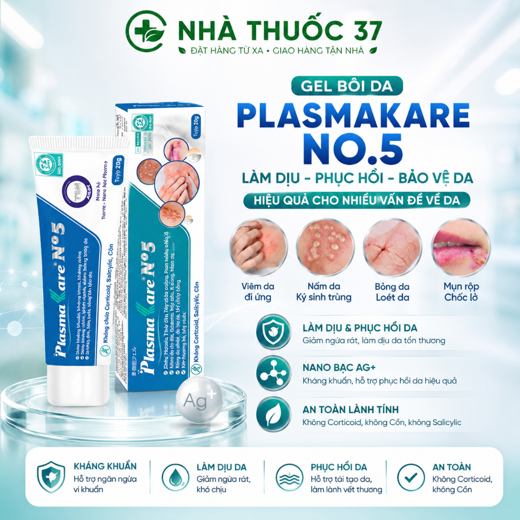 PlasmaKare No5 - Nano bạc gel bôi da PlasmaKare No5 giúp kháng khuẩn, tái tạo da