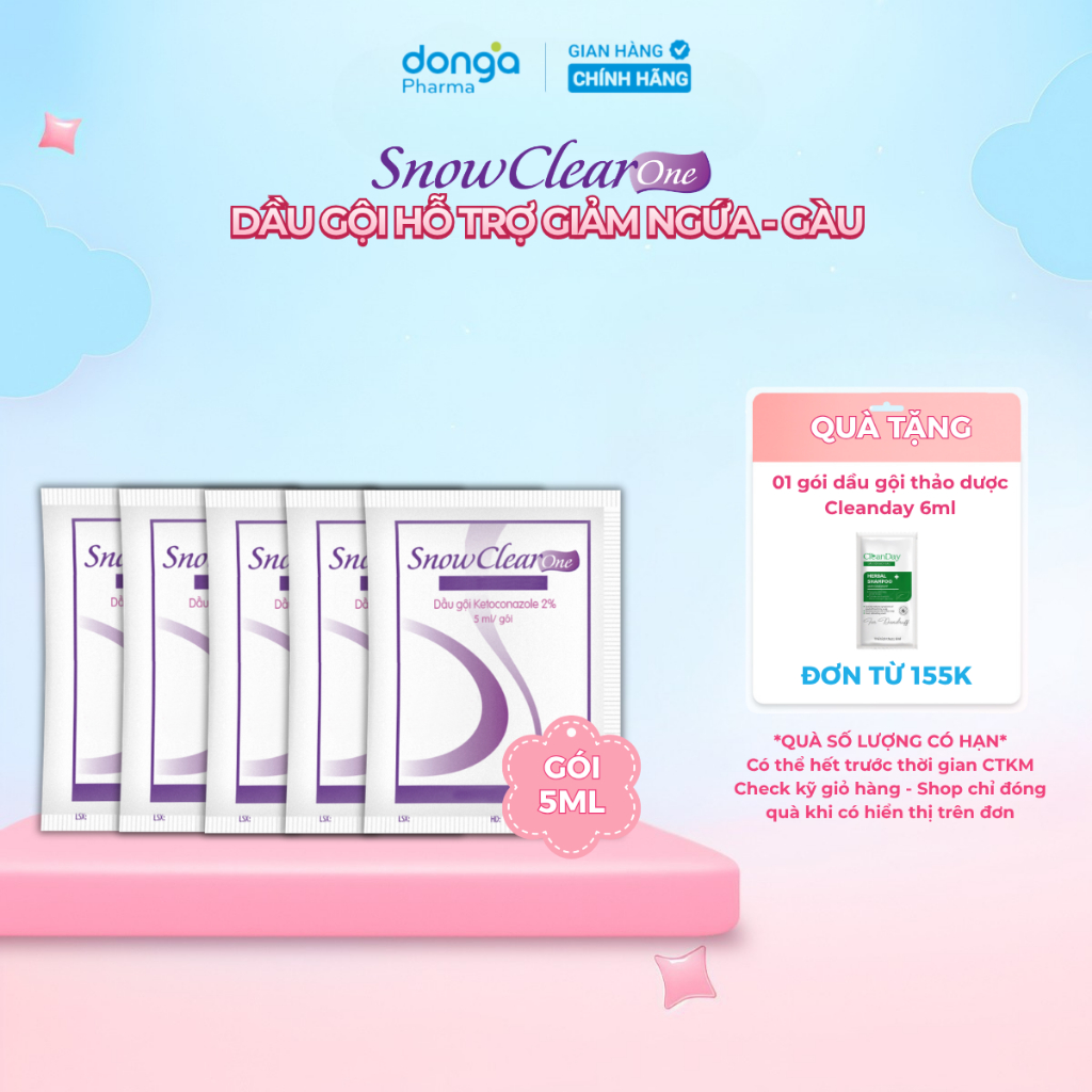 |Dạng gói| Dầu gội snow clear one dạng gói 5ml hỗ trợ sạch gàu, sạch nấm da đầu