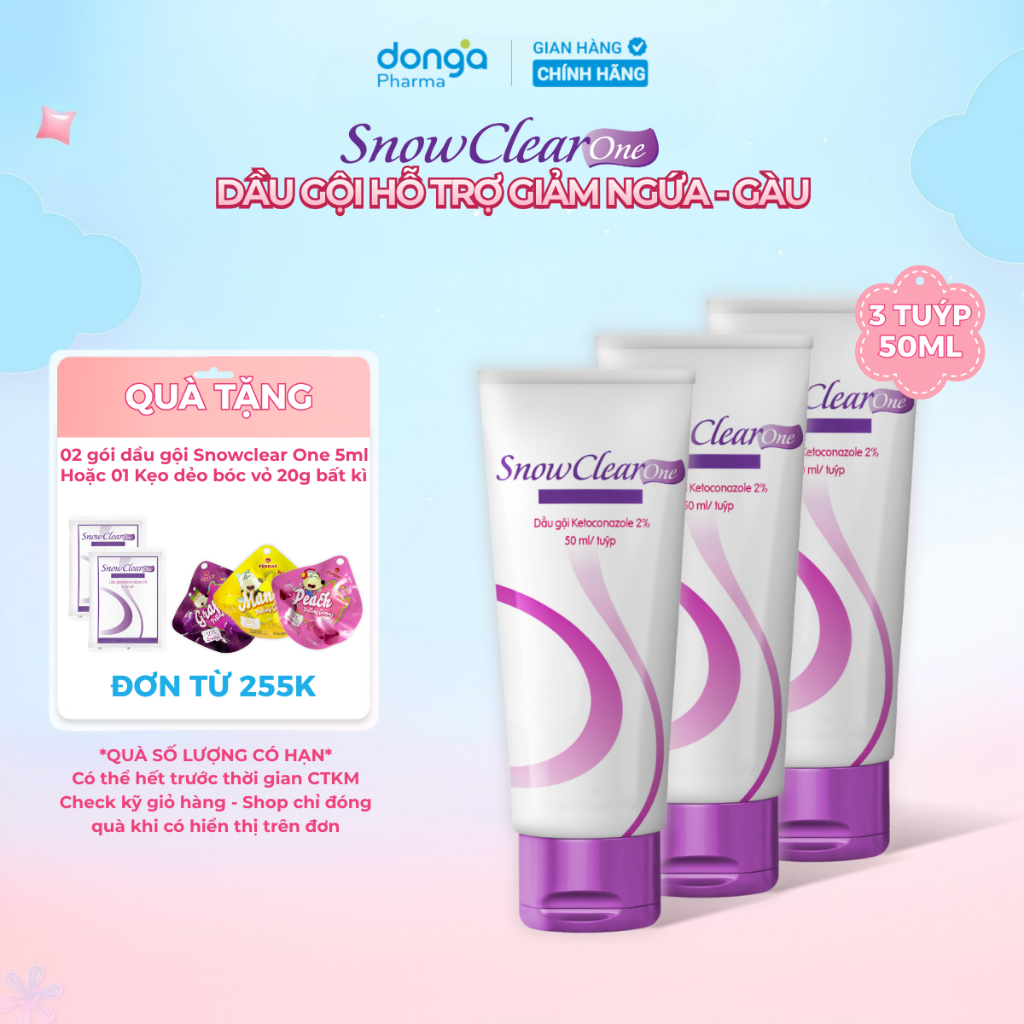 Combo 3 tuýp dầu gội clear snow one 50ml hỗ trợ làm sạch gàu, giảm tiết bã nhờn