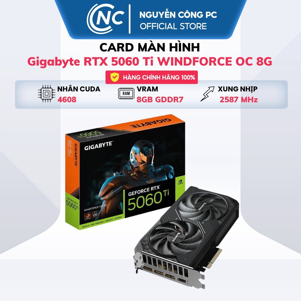 Card Màn Hình Gigabyte GeForce RTX 5060 Ti WINDFORCE OC 8G - BH 36 tháng