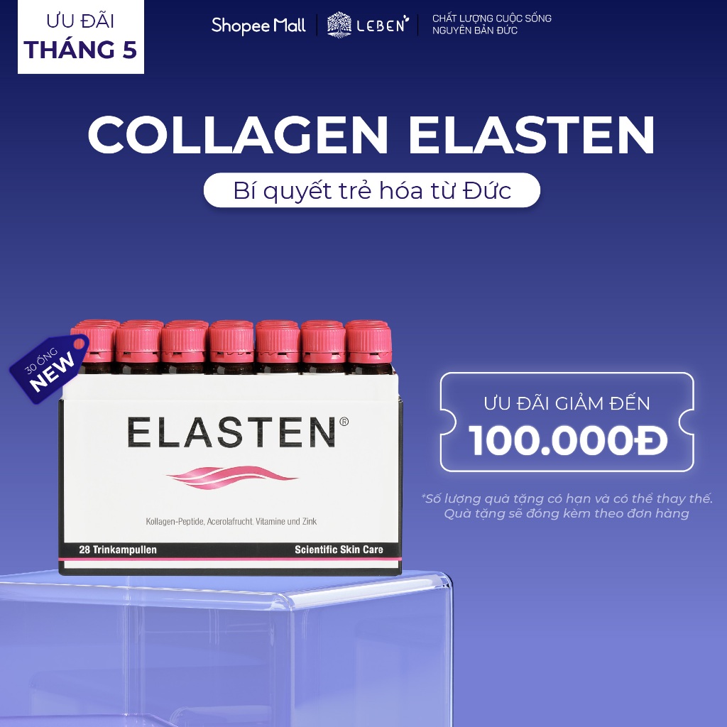 Collagen Elasten - Hộp 30 Ống Giúp Da Căng Mịn, Chống Lão Hóa, Tóc Chắc Khỏe Tại Đức | Leben Việt Na