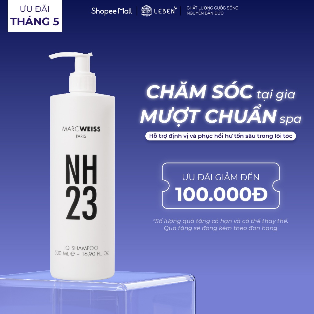 Dầu gội NH23 IQ SHAMPOO 500ml Công Nghệ Protein Complex Phục Hồi Tóc Hư Tổn Sau 23s | Leben Việt Nam