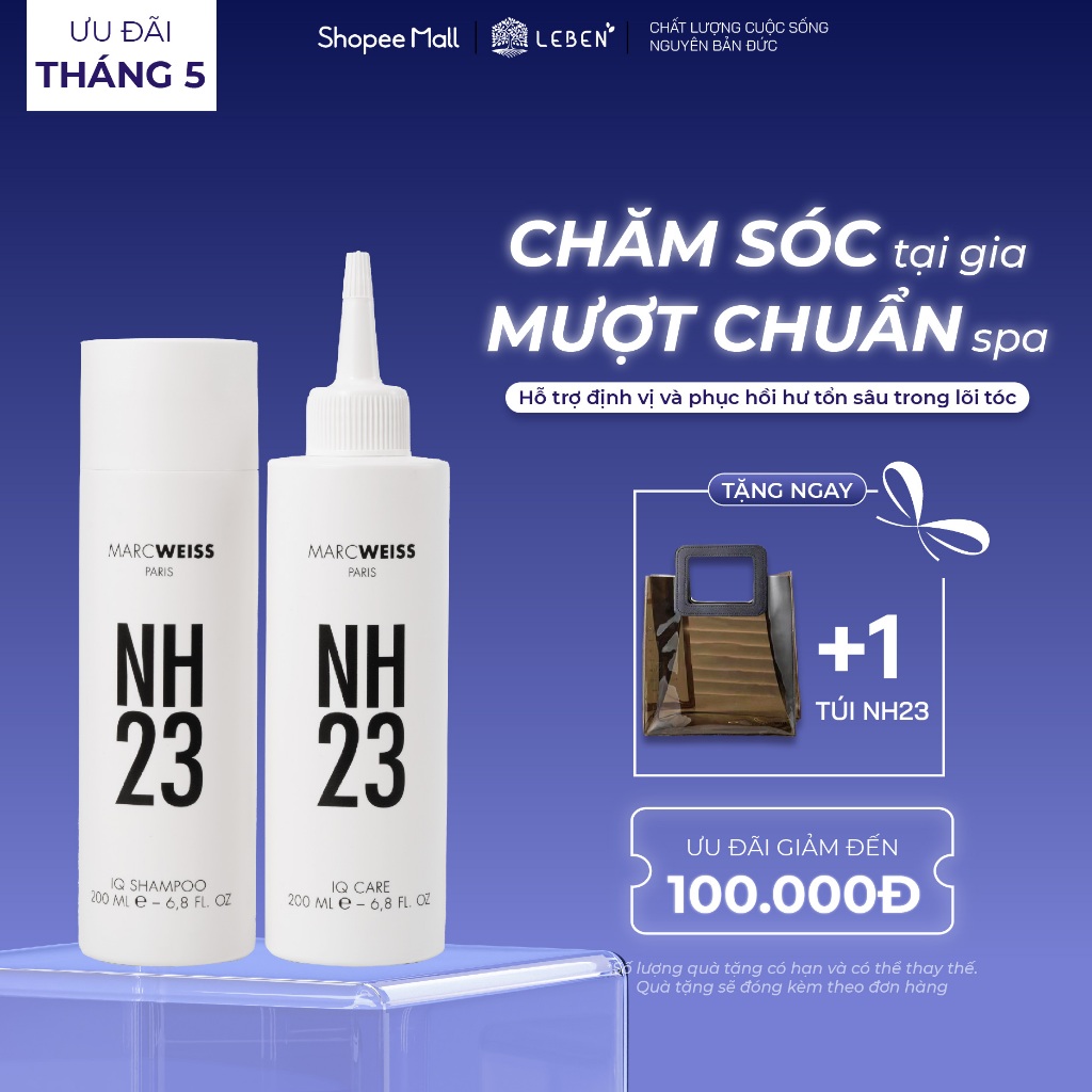 Bộ Dầu gội và Nước thần treatment NH23 IQ REPAIR KIT 200ml Phục Hồi Tóc Hư Tổn | Leben Việt Nam