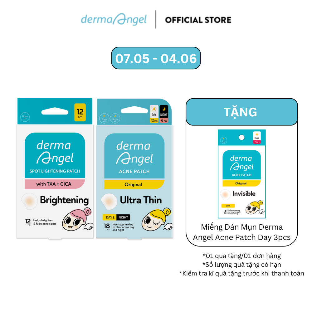 Combo Derma Angel Acne Spot Lightening Patch 12 Miếng & Derma Angel Mix (D12N6)