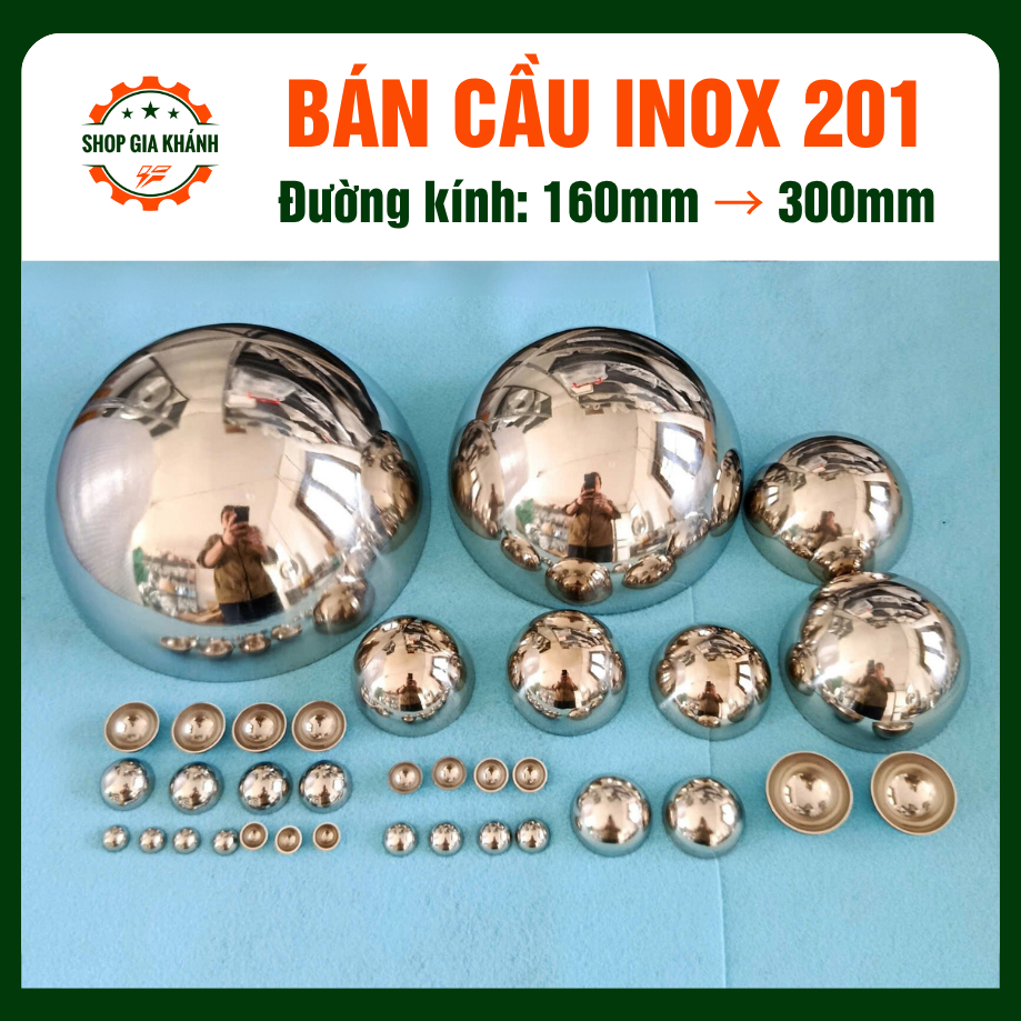 Bán cầu Inox201, hến Inox trang trí đường kính từ 160mm đến 300mm