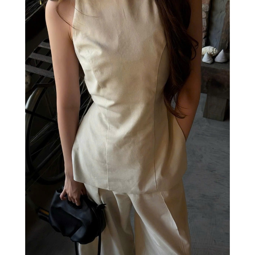 [MỞ BÁN GIẢM 30K] Set Áo Sát Nách Phối Dây Hở Lưng Mix Quần Suông Chất Liệu Linen Mềm Mặc Đi Du Lịch, Dạo Phố | BigBuy360 - bigbuy360.vn