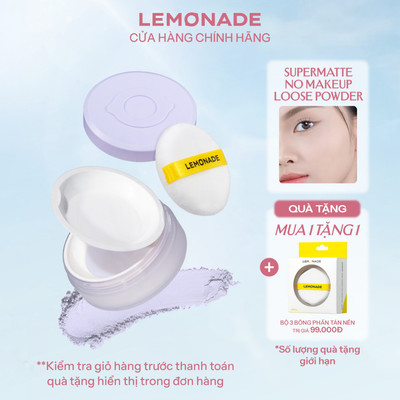 [LIVESTREAM KOL] Combo Lemonade Phấn Phủ Supermatte No Makeup Loose Powder 9g & Bộ 3 Bông Phấn Tán Nền Cushion Puff Set