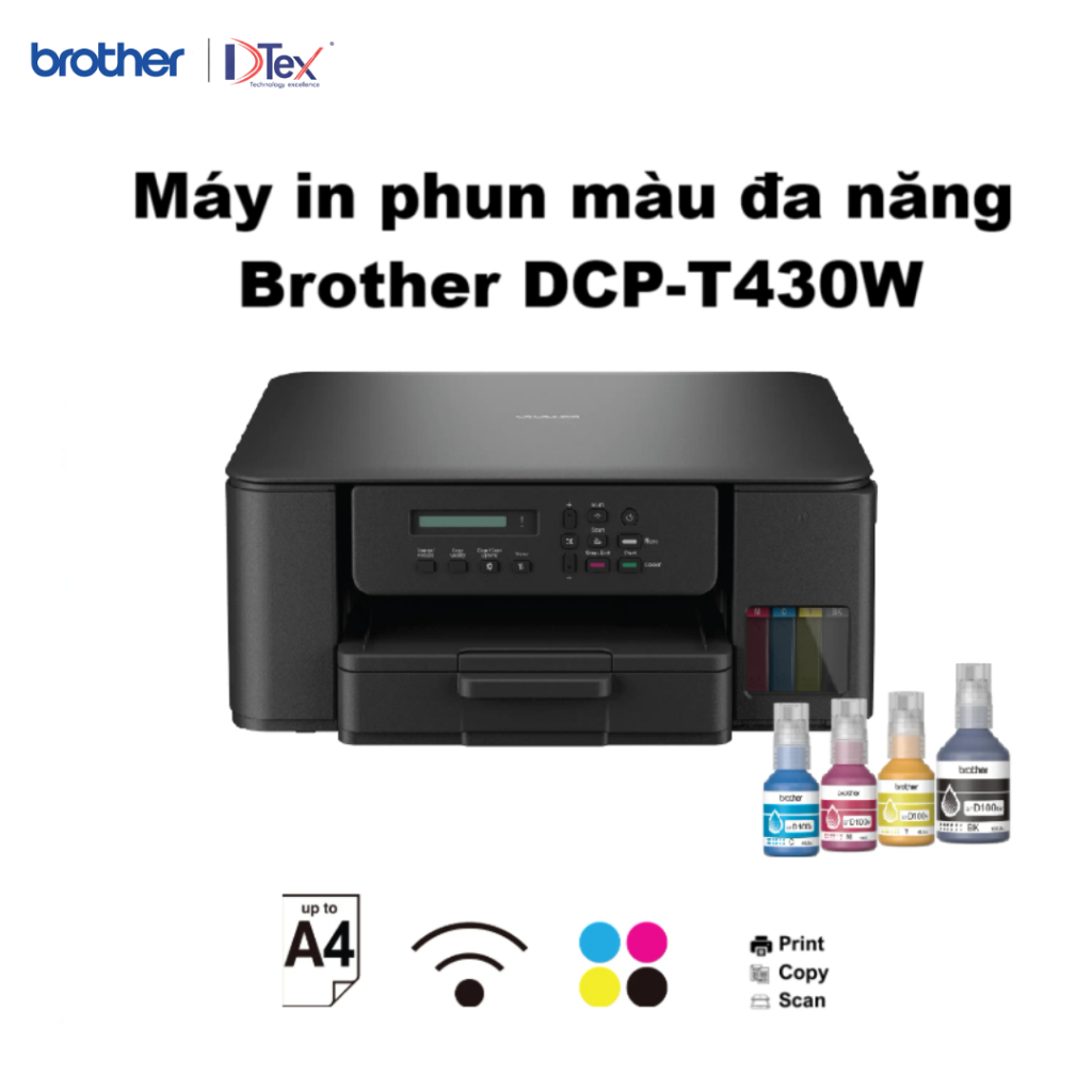 Máy in phun màu Brother DCP-T430W - Hàng Chính Hãng