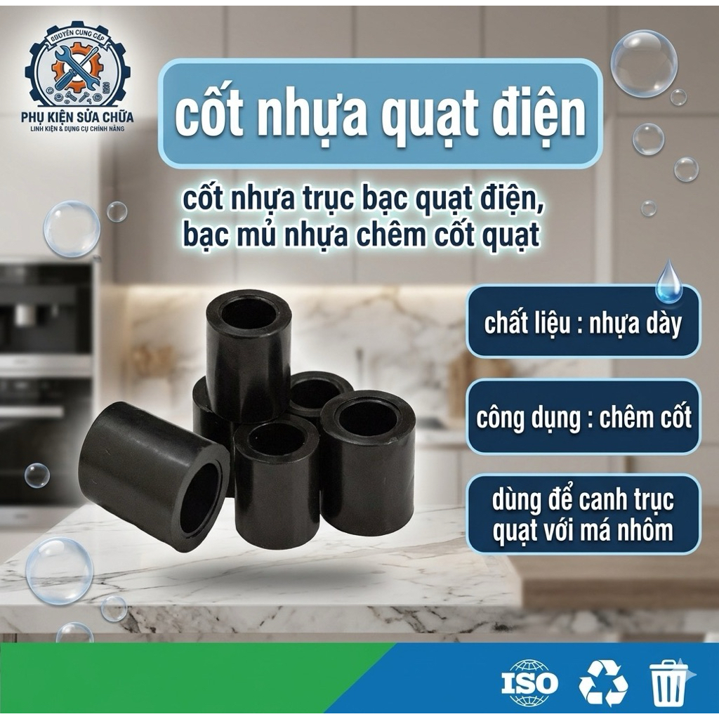 Combo 50 Chiếc Cốt Nhựa Trục Bạc Quạt Điện - Bạc Mủ Nhựa Chêm Cốt Quạt Phù Hợp Mọi Loại Quạt Senko, 