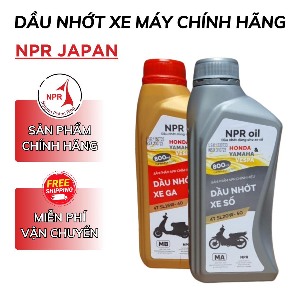 Nhớt xe máy - Nhớt xe tay ga, xe số - Dầu nhớt xe máy chính hãng NPR JAPAN