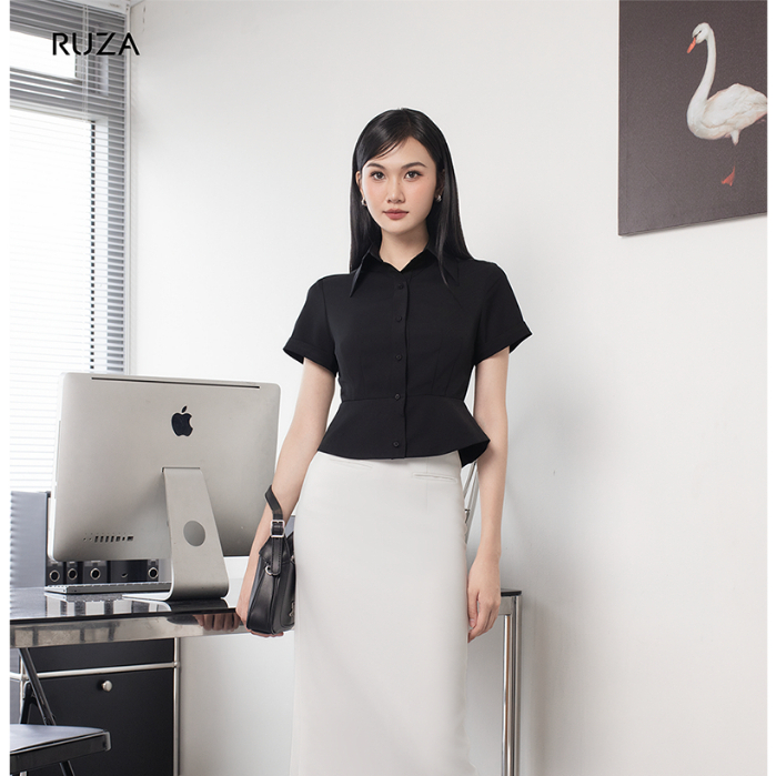 [HOT RESTOCK] Áo sơ mi nữ tay ngắn RUZA công sở thiết kế thanh lịch sang trọng ANB244