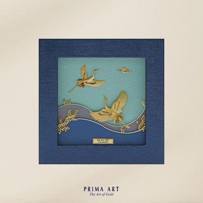 Tranh treo tường Mỹ Nghệ Phủ Vàng 24K PRIMA ART Song Hạc 18 x 18cm CGS-0900-03
