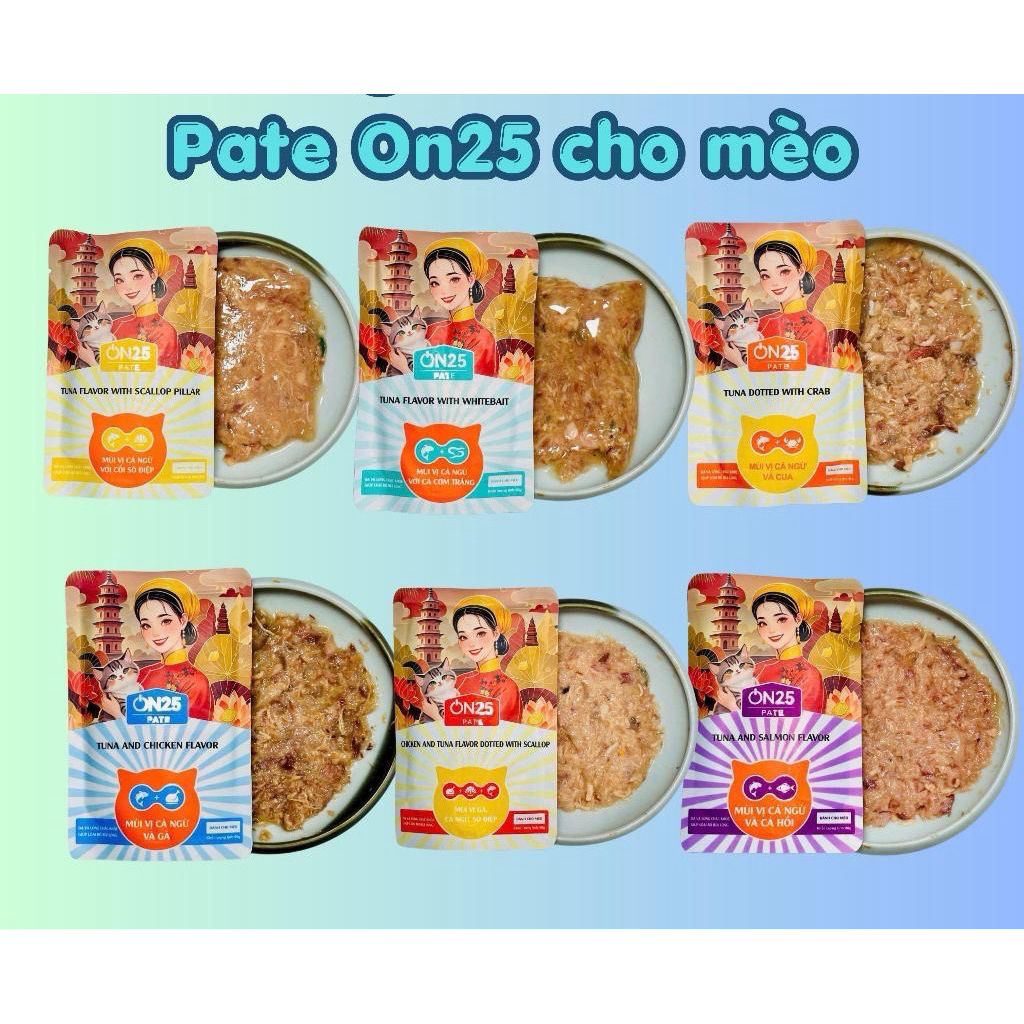 Pate Mèo ON25 6 Vị Cá Ngừ Cao Cấp Dinh Dưỡng - Pate On25 Giúp Lông Mượt, Hạn Chế Búi Lông