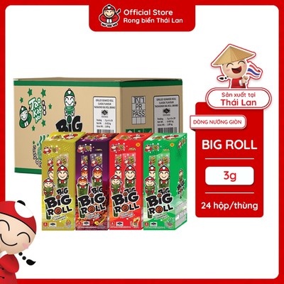 [ĐƠN 500K - Nhận Ngay Quà Ngẫu Nhiên] Thùng 24 Hộp Snack Rong Biển TaoKaeNoi BIG ROLL (Hộp 6 Gói) Nhập Khẩu Thái Lan