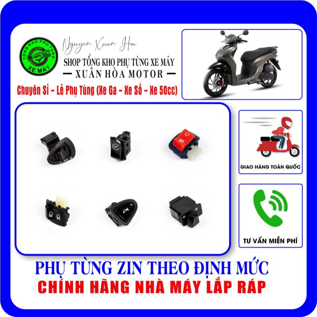 Bộ nút Công tắc VELIA ESPERO 50cc/ Vision 50cc Detech/ VELIA 50cc (Hàng nhập khẩu, chính hãng nhà má