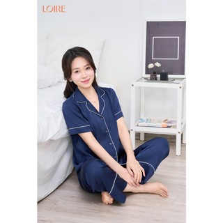 Đồ Ngủ Nữ Pijama Loirechic Lụa Trơn Tay Ngắn Quần Dài Thanh Lịch Thoải Mái FDMN250318